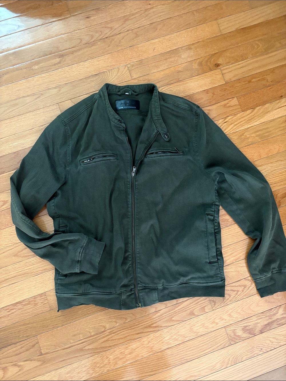 7 For All Mankind Men's Olive Green Zip-Up Military Field Jacket
